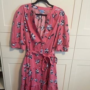 Draper James Pink Floral Button Front Midi Dress Size 2X